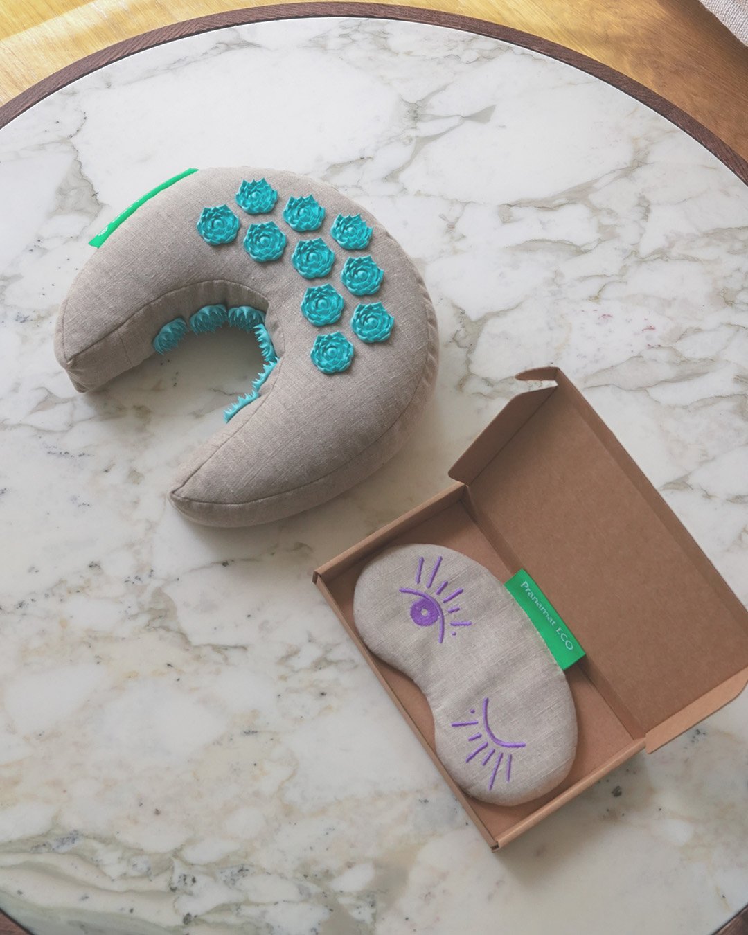Pranamat Eye mask + PranaMoon (Natural/Turquoise)
