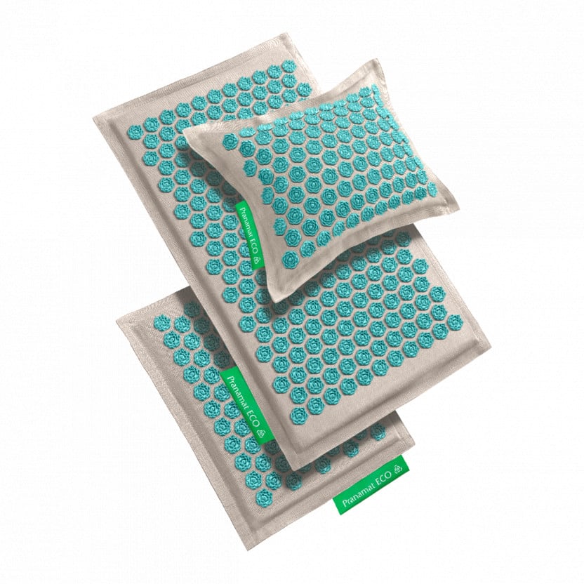 Pranamat ECO Set (Mat + Pillow + Mini) Natural & Turquoise