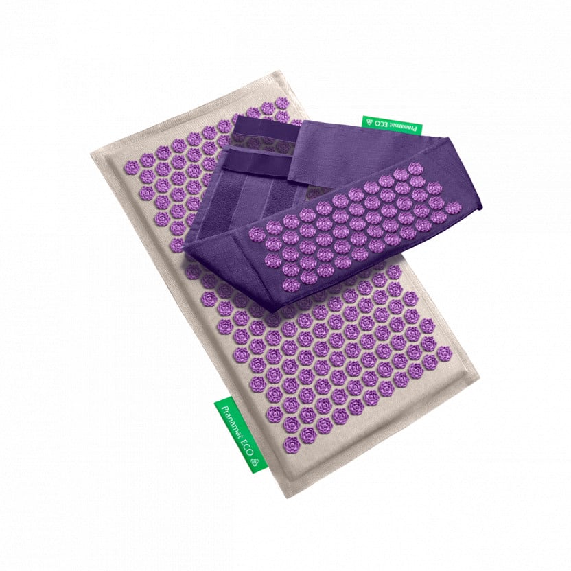 Pranamat Matte + Gürtel (Natur & Violett)