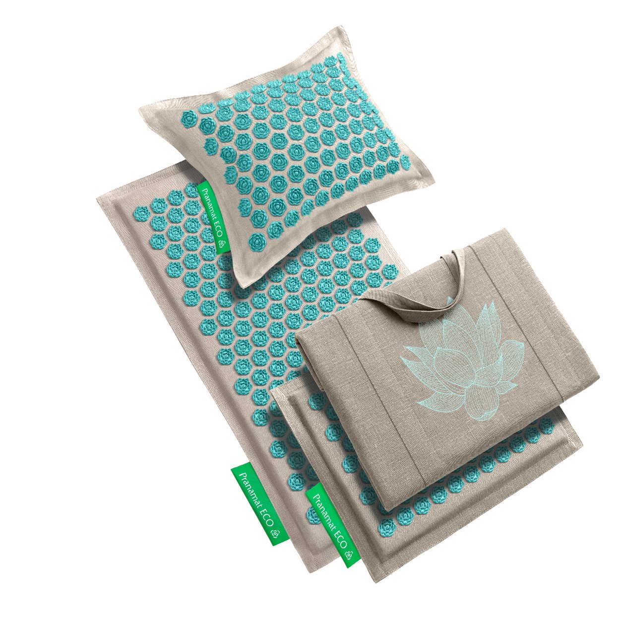 Pranamat + Pillow + Mini + Big Bag (Lagoon with natural bag)